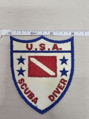 USA Scuba Diver Embroidered Shield Patch - Red, Blue, Cream